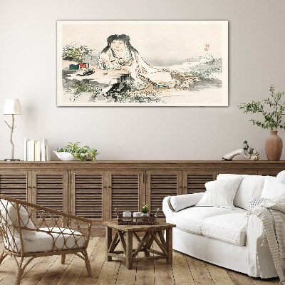 Peace by the river Glass Wall Art