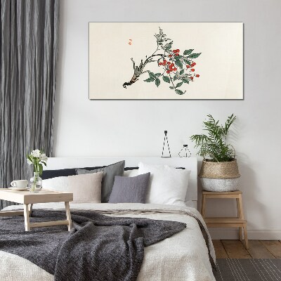 Red fruit on a branch Glass Wall Art