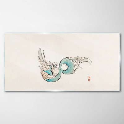 Japanese Fish Illustration Glass Wall Art