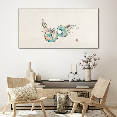 Japanese Fish Illustration Glass Wall Art