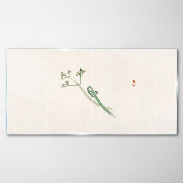 Delicate twigs on a white background Glass Wall Art