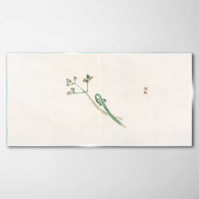 Delicate twigs on a white background Glass Wall Art