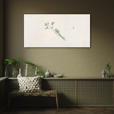 Delicate twigs on a white background Glass Wall Art