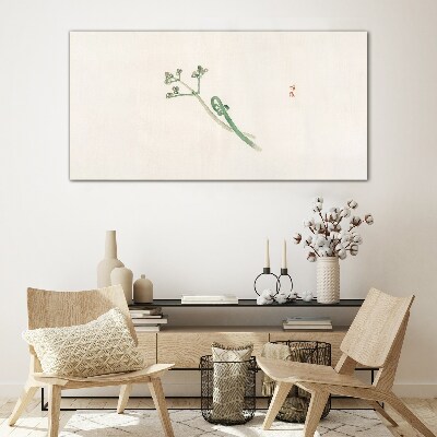 Delicate twigs on a white background Glass Wall Art