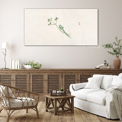Delicate twigs on a white background Glass Wall Art