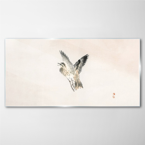 Bird's flight in delicate colors Glass Wall Art