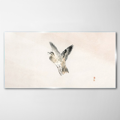 Bird's flight in delicate colors Glass Wall Art