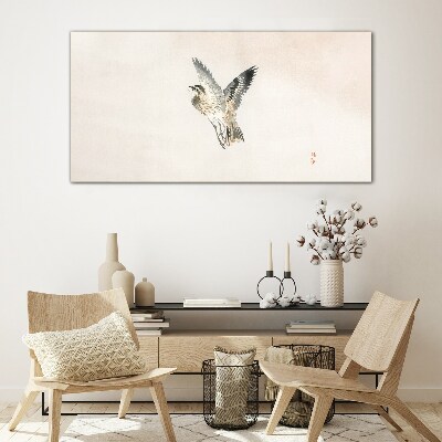 Bird's flight in delicate colors Glass Wall Art