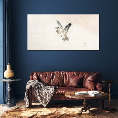 Bird's flight in delicate colors Glass Wall Art