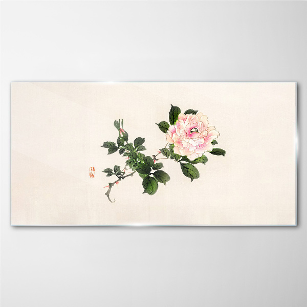 Peony flower on a light background Glass Wall Art
