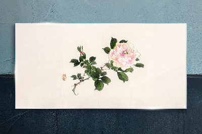 Peony flower on a light background Glass Wall Art