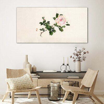 Peony flower on a light background Glass Wall Art