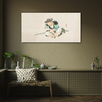 Childhood with a cat Glass Wall Art