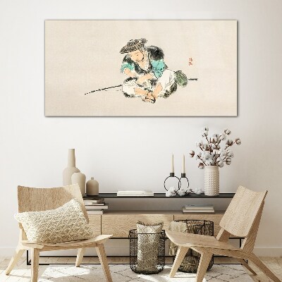 Childhood with a cat Glass Wall Art
