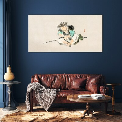Childhood with a cat Glass Wall Art