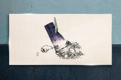 A hand with a brush and a shell Glass Wall Art