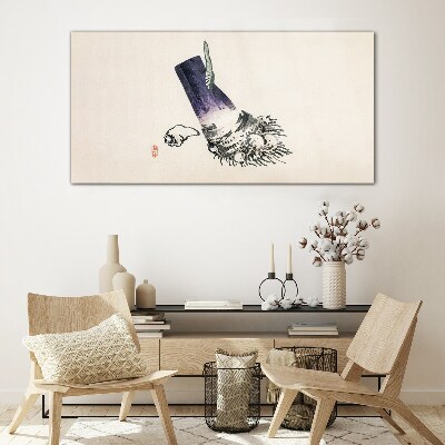 A hand with a brush and a shell Glass Wall Art
