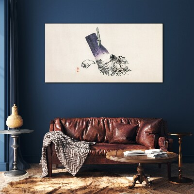 A hand with a brush and a shell Glass Wall Art