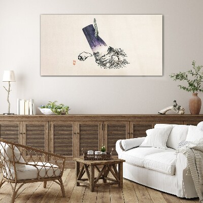 A hand with a brush and a shell Glass Wall Art