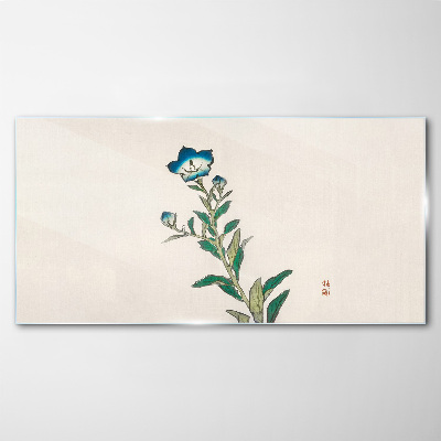 Blue flower on a light background Glass Wall Art