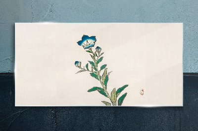 Blue flower on a light background Glass Wall Art