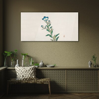 Blue flower on a light background Glass Wall Art