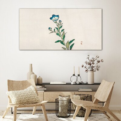 Blue flower on a light background Glass Wall Art