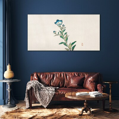 Blue flower on a light background Glass Wall Art