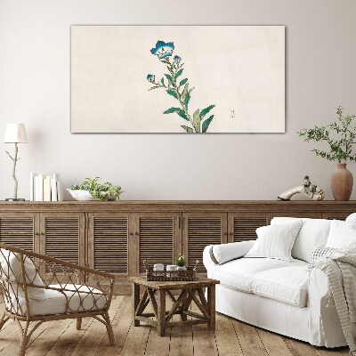 Blue flower on a light background Glass Wall Art