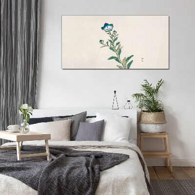 Blue flower on a light background Glass Wall Art