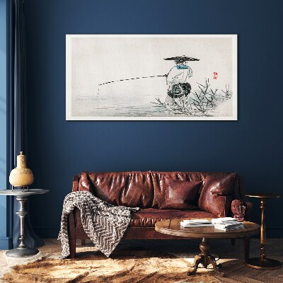 Fisherman in a peaceful setting Glass Wall Art