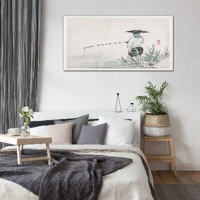 Fisherman in a peaceful setting Glass Wall Art