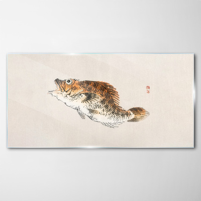 Fish elegance in delicate shades Glass Wall Art