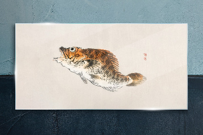 Fish elegance in delicate shades Glass Wall Art