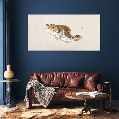 Fish elegance in delicate shades Glass Wall Art