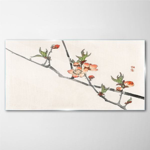 Floral branches in a delicate style Glass Wall Art