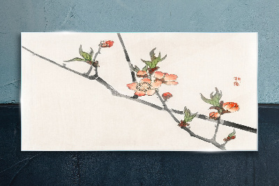 Floral branches in a delicate style Glass Wall Art