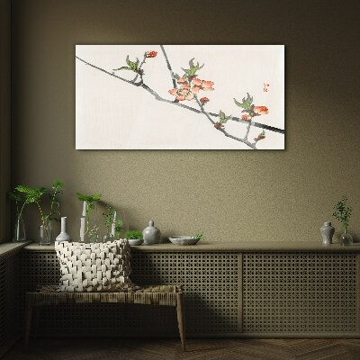 Floral branches in a delicate style Glass Wall Art