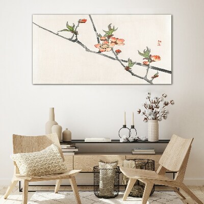 Floral branches in a delicate style Glass Wall Art