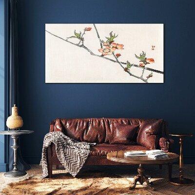 Floral branches in a delicate style Glass Wall Art
