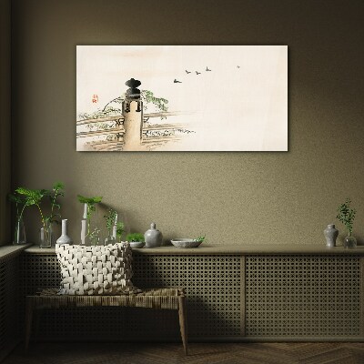 Peace among the birds Glass Wall Art