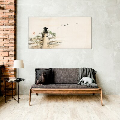Peace among the birds Glass Wall Art