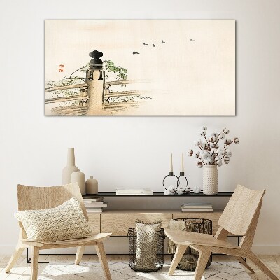 Peace among the birds Glass Wall Art