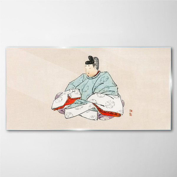 Japanese artist in traditional costume Glass Wall Art