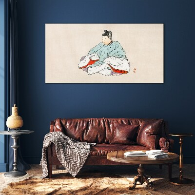 Japanese artist in traditional costume Glass Wall Art