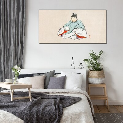 Japanese artist in traditional costume Glass Wall Art