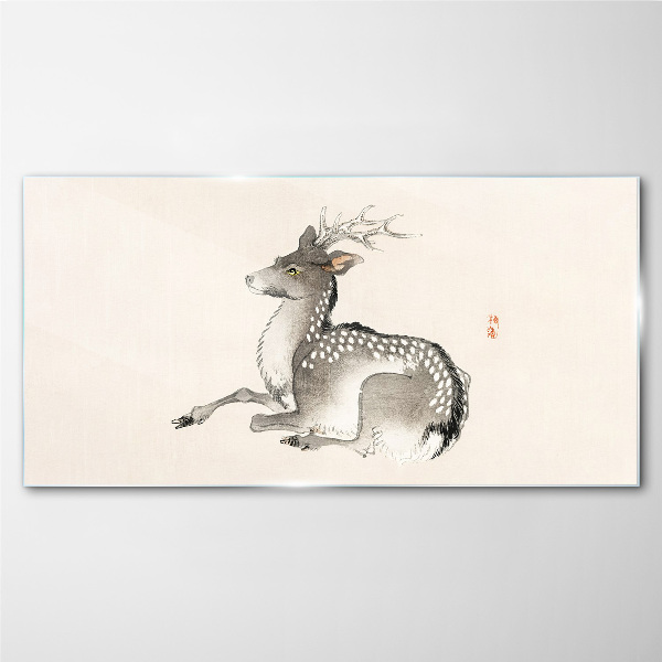A calm deer in delicate shades Glass Wall Art