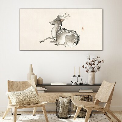 A calm deer in delicate shades Glass Wall Art
