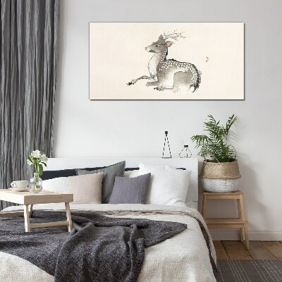 A calm deer in delicate shades Glass Wall Art
