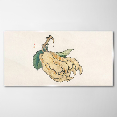 Lemon tree on white background Glass Wall Art